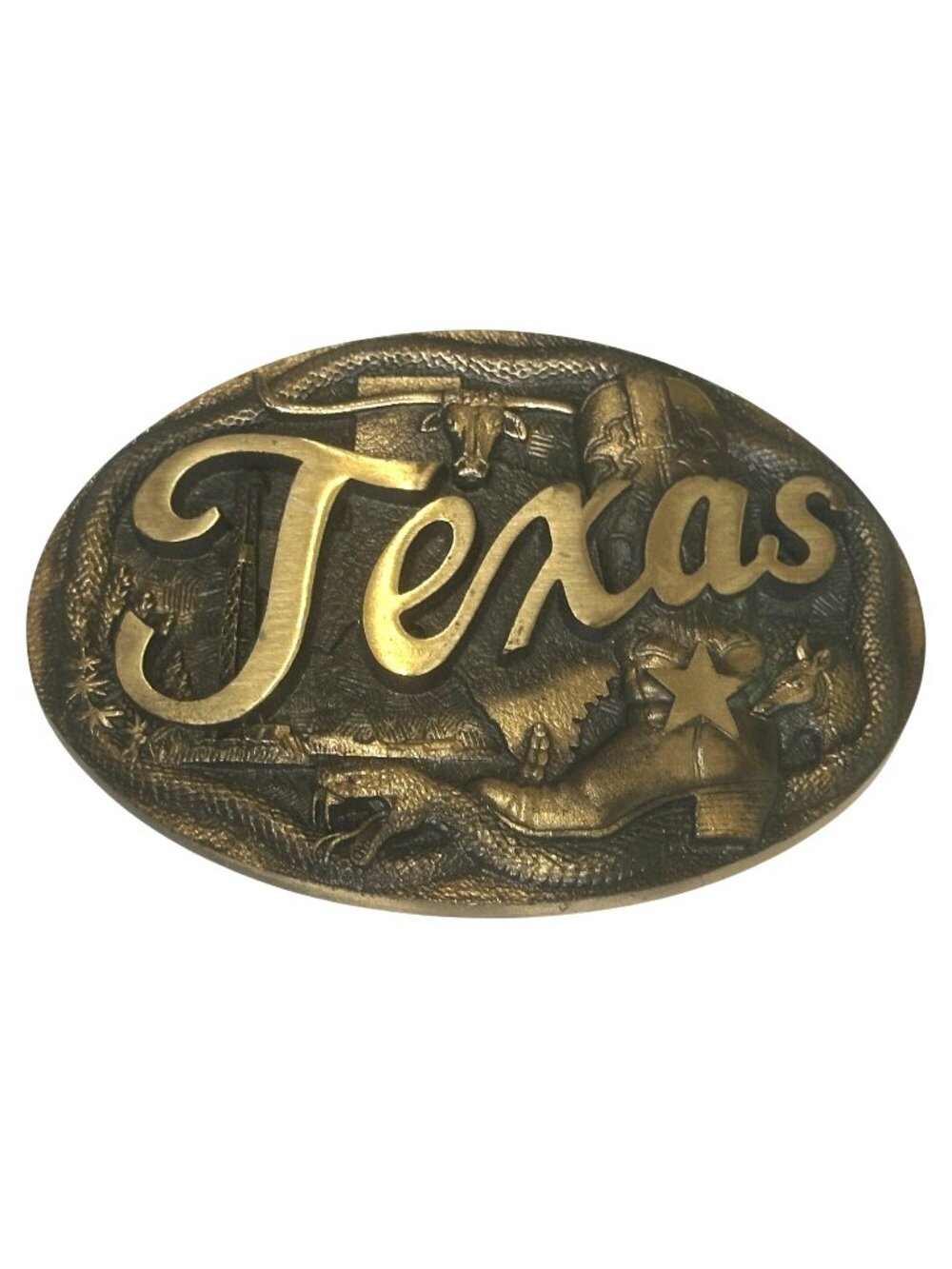 Texas Solid Bronze Belt Buckle High Mesa 1985 Western Cowboy Design